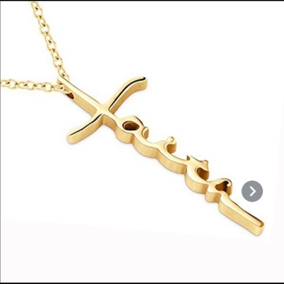 14K gold plated Faith Cross Necklace 16” length with extender - Picture 5 of 8